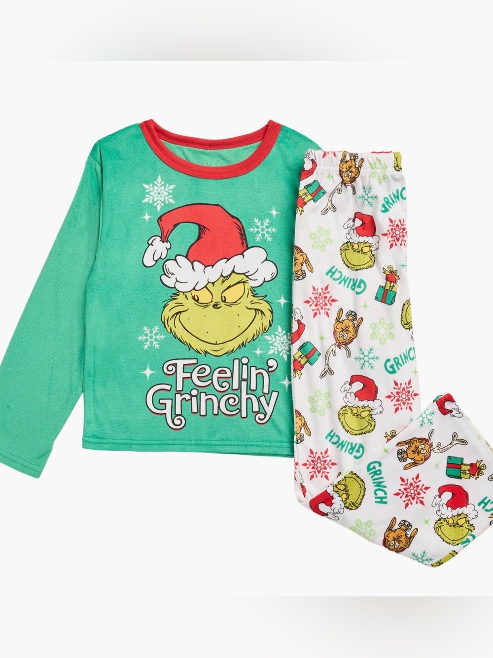 🎄Feelin' Grinchy Green Kids Pajama Set. Size 4